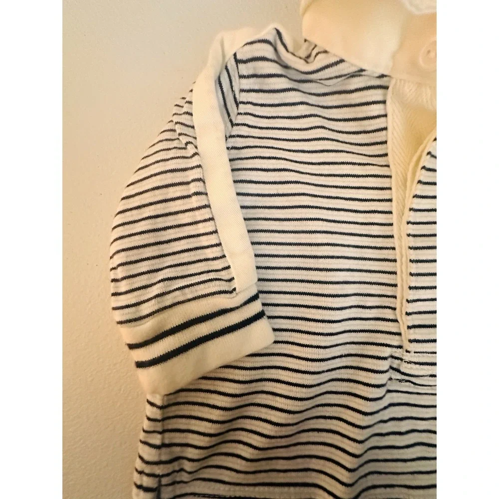 Ralph Lauren Unisex 0-3M 2pc Knit Striped Shirt & Pants Set White/Navy